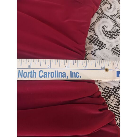 Burgundy Ruched One Shoulder Mini Dress - Picture 12 of 15